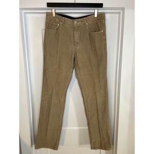 Cremieux Mens Tan Corduroy Pants 34x33 Straight Leg Khaki Cotton Preppy Academia
